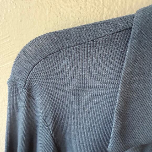 Madewell Navy Blue stretchy Ribbed Ruched Buttondown size 2X - Picture 7 of 11